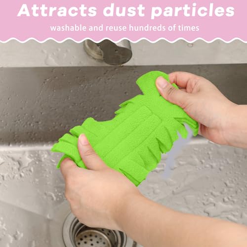 Zubebe 12 Pcs Duster Refill Reusable Fleece Duster Refills Feather Flat Dusters Multi Surface Washable Cleaning Pads Tools for Home, Blinds, Car, Pet, Furniture, Fans (Candy Color) - color: Candy Color