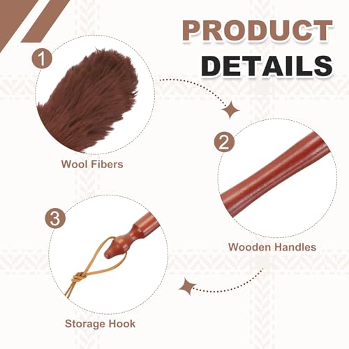 uxcell Wool Duster, 24.4" Natural Feather Cleaner Household Cleaning Duster with Solid Wooden Handle for Cleaning Fans Window Blinds Shelves Furniture, Coffee - color: Coffee, size: 24.4"