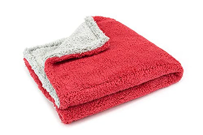Autofiber Royal Plush Double Pile Microfiber Detailing Towel - Pack of 3, Red/Gray (16 inch x 16 inch, 600 GSM)