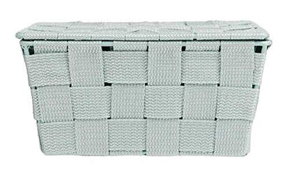 WENKO Storage Adria Mint-Bathroom Basket with lid, Polypropylene, Green, 19 x 14 x 10 cm - color: Green