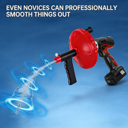 20FT Drain Auger Plumbing Snake Drain Hair Clog Removal Tool drain snake clog removal hair removel | Use Manually or Powered for Bathtub Drain, Bathroom Sink, Kitchen Cleaning with Gloves(20ft/6M-Red) - color: Drain Auger-Red, style: 20ft/6M Stainless Ste
