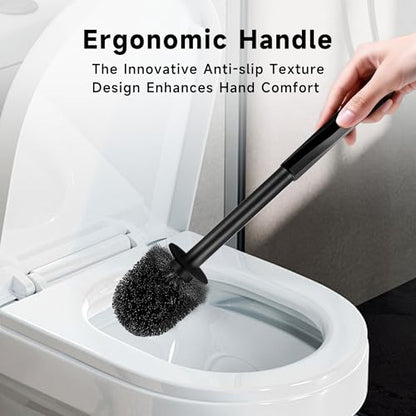 Toilet Brush and Holder Set, 2 Pack Toilet Bowl Brush with Long Non-Slip Handle, Deep Toilet Cleaner Brush, Toilet Scrubber, Black - size: 2 Pack