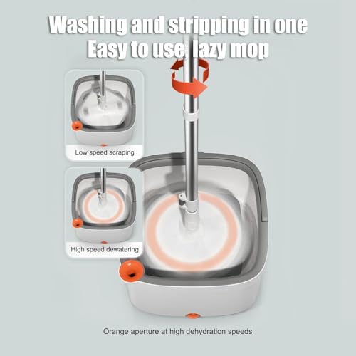 Spin Mop and Bucket Set with Self Separation Dirty and Clean Water System, Self Wringing 360° Rotating Square Mop Head for Home Floors Cleaning (1.0 Mop and Bucket Set (6 Pads)) - size: 1.0 Mop and Bucket Set (6 pads)