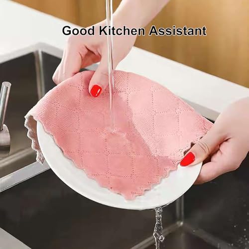 Gartmost 12-Pack Kitchen Cloth, Dish Towels, Microfiber Cleaning Cloths, Premium Coral Fleece Reuseable Fast Drying Cloths for Kitchen, Bathroom, Restroom and Household Cleaning Supplies, 10"×10"