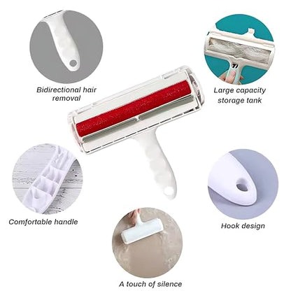 Reusable Pet Hair Remover Roller – Dog & Cat Fur Lint Cleaner for Sofa, Carpet, Bed & Car Seats – No Adhesive Required - color: White/Red