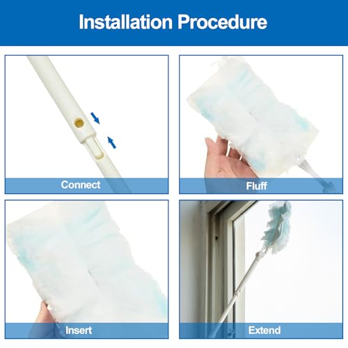 Replacement Handles Compatible with Swiffer Duster Refill, Swiffer Duster Extended Handle,Foldable & Extendable Dust Handle Only(White 3pcs) - size: 3 PCS