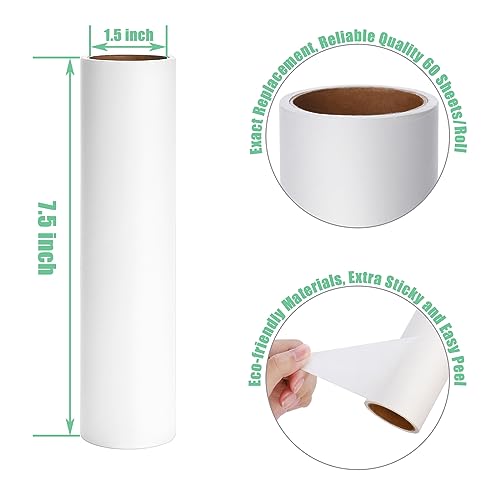 7.5 inch Lint Roller Refills Only, Pet Hair Remover Refills for Clothes Carpet Floor Couch, Extra Sticky Lint Brush Roller Refills, Pack of 5 Rolls, Total 300 Sheets (7.5'' Wide) - size: 7.5'' Wide (Pack of 5, Total 300 Sheets)