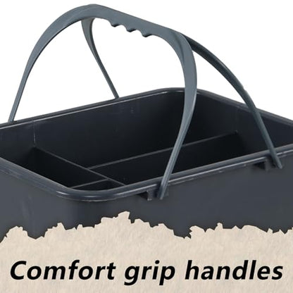Cleaning Supplies Caddy, Household Tools Organizer with Handle, Large Plastic Bucket, Portable Shower Basket Tote, Gray