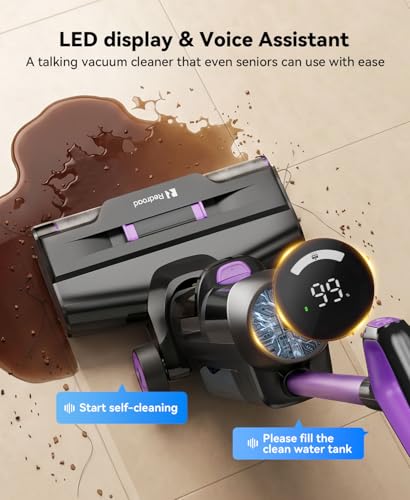 Wet Dry Vacuum Cleaner 20,000Pa,50Mins Runtime Cleaning Area 3013ft²,Cordless Vacuum Cleaner, Cordless Vacuum and Mop All in One,Self-Cleaning for Hard Floors Sticky Messes and Pet Hair H15Set