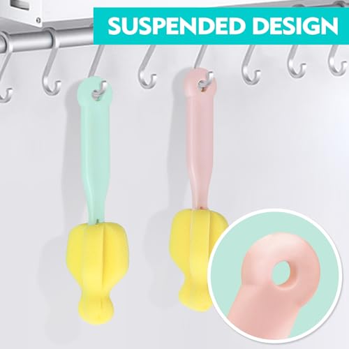 Sponge Bottle Brush 12 PCS Sponge Nipple Brushes Baby Bottle Nipple Cleaning Brush Long Handle Baby Milk Bottle Brush (12PCS) - color: Nipple Brush 12pcs
