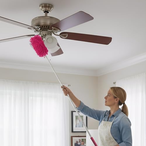 Duster for Cleaning Hand Duster Cleaning Supplies for Office Car Window Furniture Ceiling(Rose Red,0.9 ft) - color: Rose Red, size: Long Strip