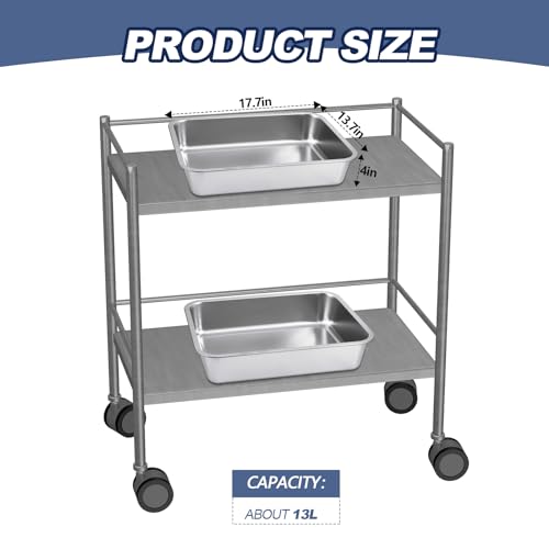 2 Pack Stainless Steel Commercial Bus Tubs Food Grade Meat Processing Tubs Lug Wash Basin Tote Box for Dishwashing, Kitchen, Restaurant, Utility (13 L) - size: 13 L