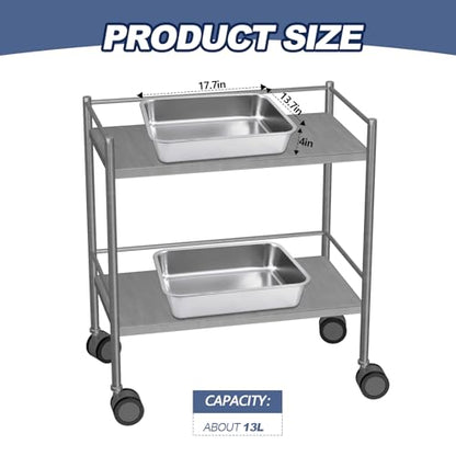 2 Pack Stainless Steel Commercial Bus Tubs Food Grade Meat Processing Tubs Lug Wash Basin Tote Box for Dishwashing, Kitchen, Restaurant, Utility (13 L) - size: 13 L
