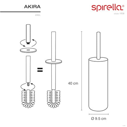 Spirella Toilet Brush with Stainless Steel Support Akira matt, Metal, Black/White, 40 x 9.5 x 9.5 cm - color: Black/White