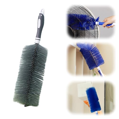 Fan Cleaner Brush, 2026 Upgrade Bendable Dusting Brush for Electric and Blind, Reusable Microfiber Dust Collector, Non-disassembly Cleaning (Grey) - color: Gray