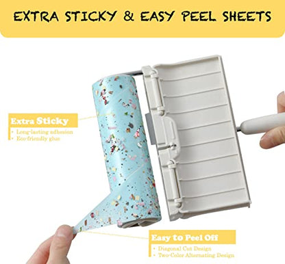 Large Surface Lint Roller Extra Sticky with Dust-Proof Cover 6.3'' Wider 480 Sheets/8 Refills, Pet Dog & Cat Hair Remover for Furniture Clothes Carpet Floor Car, A Great Sticky Tape Roller