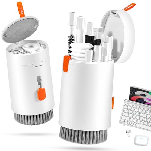 walrfid 2 Pack Laptop Phone Screen Cleaner Kit, Computer Keyboard Brush Cleaning Spray for iPhone AirPods MacBook iPad, 20-in-1 Electronic Device Tool for Camera Earbud TV Tablet Car Screens, White - color: 2PCS-White