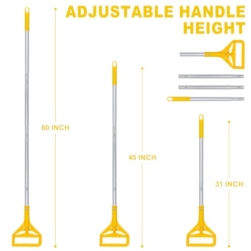 KeFanta 2 Pack Commercial Mop Handle Heavy Duty,60 Inch Aluminum Side Gate Mop Stick,Industrial Wet Mops Head Replacement Holder for Floor Cleaning,Yellow - size: 2 Pack