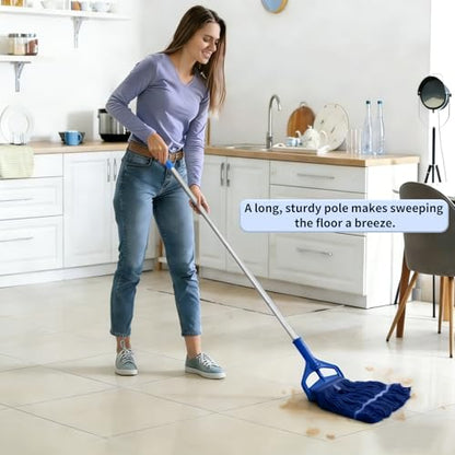 60 Inch Industrial Mop Handle Commercial mop Handle Heavy Duty Industrial mop Bucket mop Handles Heavy Duty Commercial mop Head Replacement and Handles mop Stick Replacement Mop Stick - color: Blue
