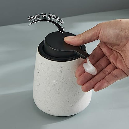 12Oz Ceramic Liquid Soap Dispenser - Modern Lotion Hand Soap Dispenser with Easy-to-Press Black Pump, Reusable and Refillable Dish Soap Dispensers for Bathroom & Kitchen, Speckled Matte White - color: Speckled White, style: Liquid Pump