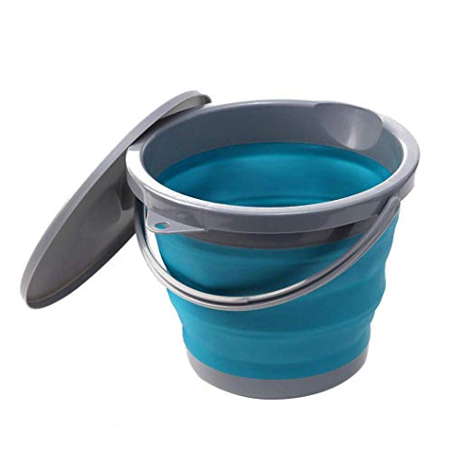Ahyuan Collapsible Water Bucket with Locking Lid Multifunction Foldable Round Tub Water Pot Portable Water Pail Space Saving Water Container for RV, Camping, Marine, Outdoor Activities and Home (Blue) - color: Blue,green