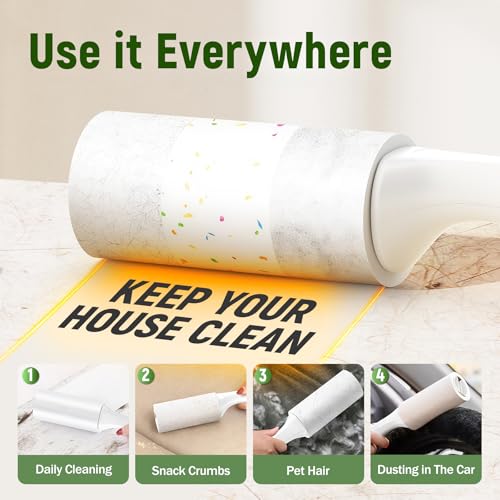 Extra Sticky Lint Roller for Pet Hair – 500 Sheets, Reinforced 2 Handles, Dog & Cat Hair Remover for Clothes, Carpet, Furniture - size: 500Sheets+2 Handles