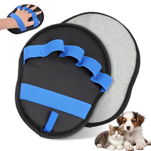 Upgraded Five-Finger Electrostatic Pet Hair Removal Gloves, Reusable Cat & Dog Hair Remover for Couch, Furniture, Carpet, Car Seat, Clothing - Magic Brush Pet Grooming Glove (Blue) - color: Blue