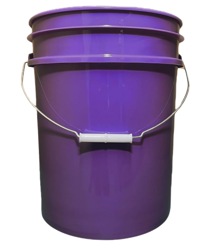 House Naturals 5 Gallon Premium HPDE Plastic Bucket - Made in USA Food Grade Storage Container, BPA Free All Purpose Pail (4, Purple) - color: Purple