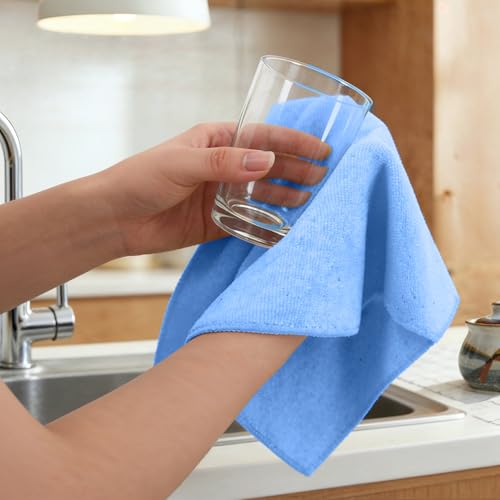 Blue Microfiber Towels (Value Pack of 36) Size 16x16 Inches - Highly Absorbent Cleaning Rags, Lint Free Towels, Reusable and Washable, Microfiber Cleaning Cloths - color: Blue
