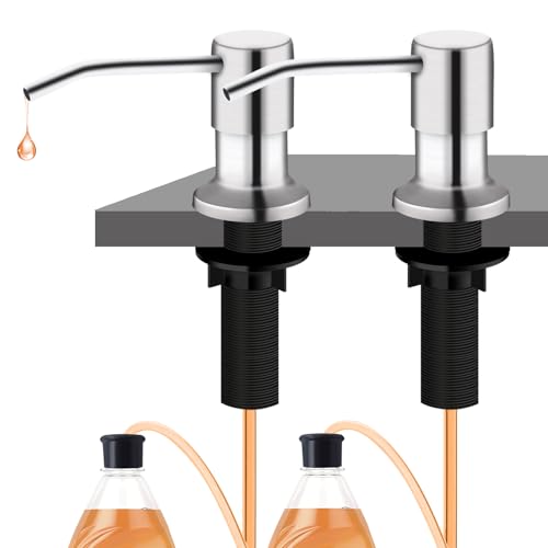 Sink Soap Dispenser, Kichen Sink Soap Dispenser, 47" Extension Tube kit, Under Sink Soap Dispenser Pump, No Need More Refills （Brushed Nickel, 2 Pack） - color: Brushed Nickel-2 Pack