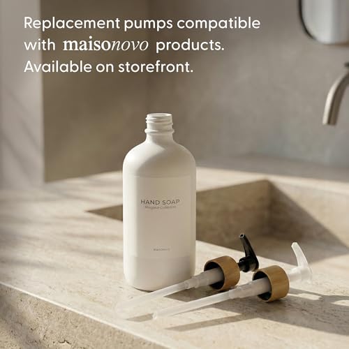 MaisoNovo Glass Hand Soap Dispenser | Dish Soap Dispenser for Kitchen | 16.9oz White Bottles with White Bamboo Pump | Bathroom Lotion Dispenser - color: Single White Bottle/White Bamboo Pump