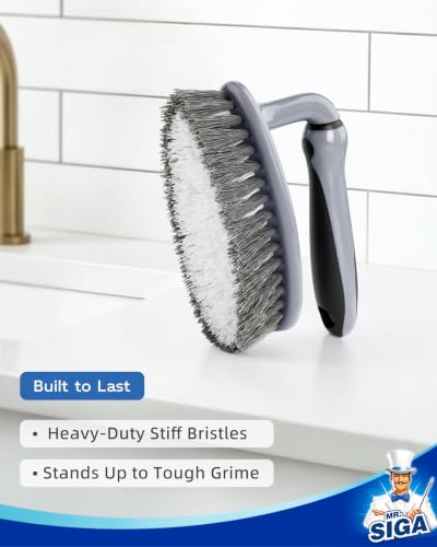 MR.SIGA Heavy Duty Scrub Brush with Comfortable Grip, Cleaning Brush for Bathroom, Shower, Sink, Floor, 2-Pack