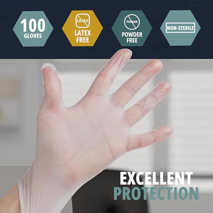 MED PRIDE Disposable Medical Grade Vinyl Exam Gloves, Latex & Powder Free, Ultra-Strong, for Healthcare & Food Handling (X-Large (Pack of 100) 100 Clear) - size: X-Large (Pack of 100)