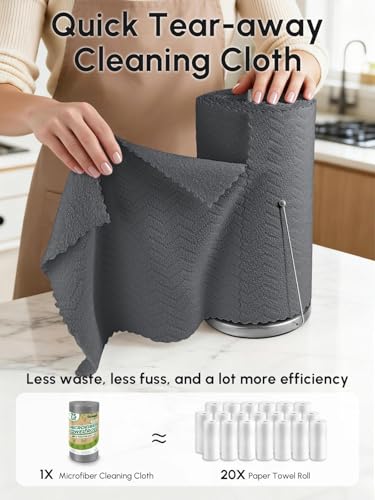 Microfiber Cleaning Cloths Roll, 75 Pack Tear Away Microfiber Towels Roll, 12" x 12" Lint Free Rags, Reusable Cleaning Cloths,Washable,Scratch Free,Ultra Absorbent Dish Rags(Dark Grey Ripple) - color: Dark Grey Ripple, size: 75 pack