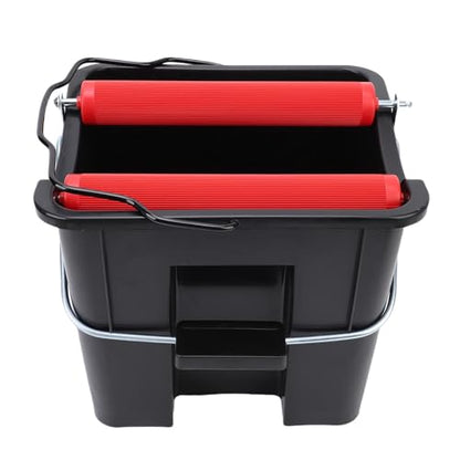 Alomejor Pedal Spin Mop Bucket, ABS and Metal Spin Mop Bucket System 14L Foot Press Wringer, Side Clamp Water Removal, Compact Floor Cleaning for Home Marine Boat