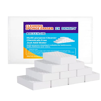 Magic Sponges Eraser,10 Pack Melamine Sponge in Bulk,2X Density,Long Lasting,Cleaning Sponge for Kitchen, Bathroom,Bathtub, Sink,Furniture, Wall Cleaner (White, 3.93x2.76x0.98in) - color: White, size: 3.93x2.76x0.98in