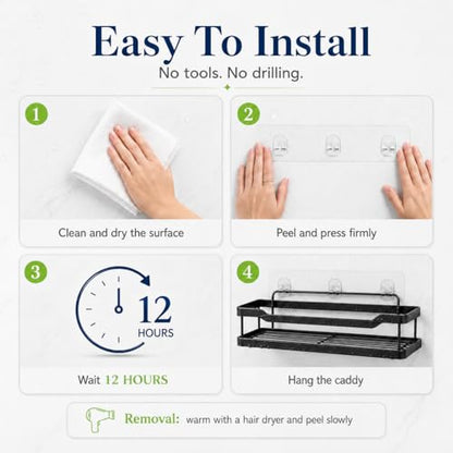 Strong Adhesive Shower Caddy Replacement, 8 Pack No Drill Adhesive Hooks for Bathroom & Kitchen Rack, Holds 40lbs, Waterproof & Transparent Strips for Tile, Glass, Smooth Walls - color: Transparent 8 PCS