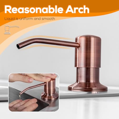 Built in Sink Soap Dispenser Lotion Dispenser for Kitchen Sink, Soap Dispenser with 17 Ounce Bottle, Soap Pump Built in Countertop Under Sink, Red Bronze - color: Red Bronze