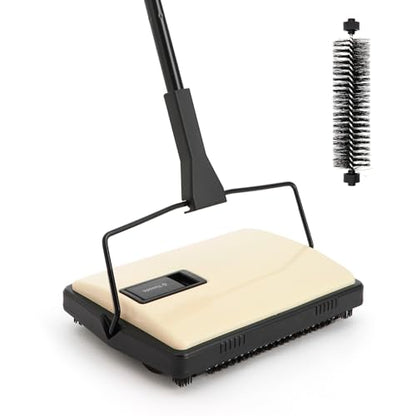 Yocada Manual Carpet Sweeper Cleaner Household Sweeper Lightweight Hand Push Non-Electric for Home Office Low&Undercoat Carpets Rugs Pet Hair Dust Scraps Paper Small Rubbish Cleaning 1*Extra Brush