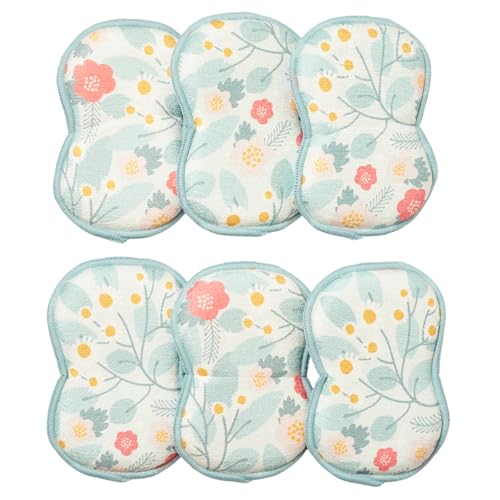 Sponge Set in Blossom Blue, 6 Pack Super Absorbent Washable Reusable Cleaning Sponges Made from Recycled Materials, Durable Eco Friendly Kitchen Sponges - color: Blossom Blue