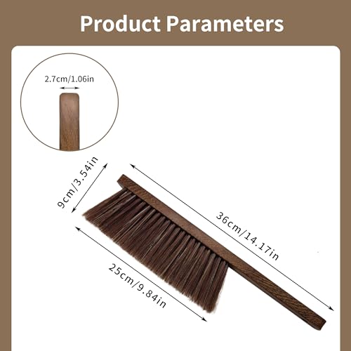 Hand Broom Brush, Dust Brush for Cleaning, Wood Block Hand Brush, Soft Bristle Cleaning Brush for Car Bed Furniture Clothes Garden Couch Draft (Straight Shank)