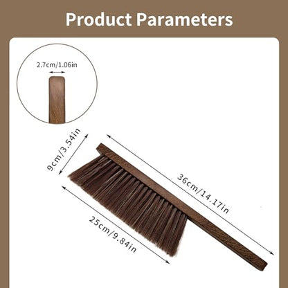 Hand Broom Brush, Dust Brush for Cleaning, Wood Block Hand Brush, Soft Bristle Cleaning Brush for Car Bed Furniture Clothes Garden Couch Draft (Straight Shank)