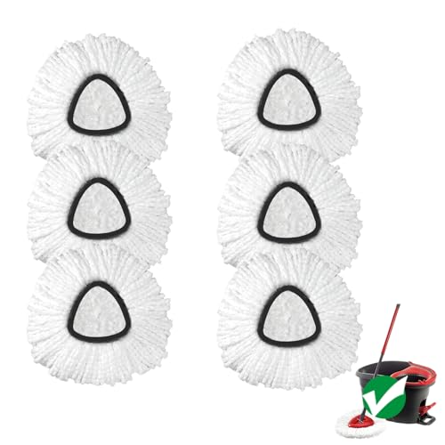 Mop Replace Head, 6 Pack Spin Mop Replacement Head Easywring 1-Tank System, Easy Cleaning, Microfiber, Machine Washable - size: 1-TANK Mop Head (6pcs)