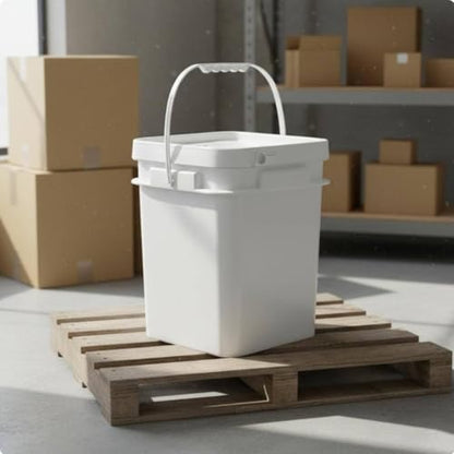 Qianly Square Bucket with Lid Versatile Use Square Bucket with Lid Fall Resistant Stackable Bin for Warehouse, Kitchen, Garage, White, 13L - color: White, size: 13L