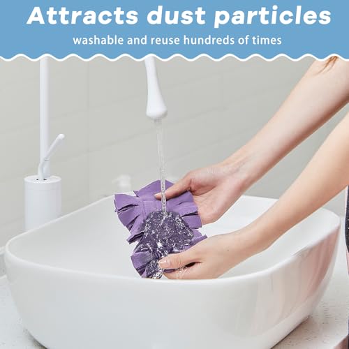 Zubebe 12 Pcs Duster Refill Reusable Fleece Duster Refills Feather Flat Dusters Multi Surface Washable Cleaning Pads Tools for Home, Blinds, Car, Pet, Furniture, Fans (Rainbow Colors) - color: Vivid Color