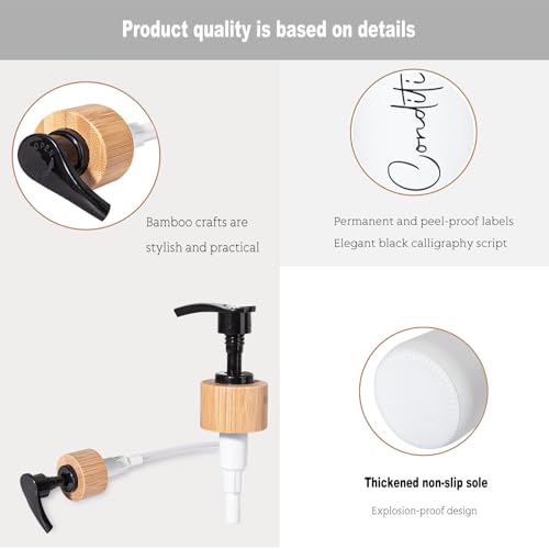 Glass Shampoo and Conditioner Pump Bottles Soap Dispenser Bamboo Pump Head Empty Glass Refillable Shampoo Conditioner Body Wash Soap Bottles for Bathroom, 17 oz, 3 Pack, White - color: White, size: Shampoo + Conditioner