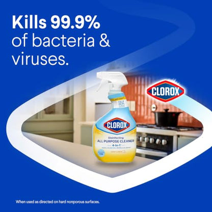 Clorox Disinfecting All-Purpose Cleaner 32 Oz and Bathroom Cleaner, Household Essentials, 30 Oz, Pack of 3