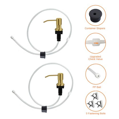 Sink Soap Dispenser, Kichen Sink Soap Dispenser, 47" Extension Tube kit, Under Sink Soap Dispenser Pump, No Need More Refills （Golden, 2 Pack） - color: Golden-2 Pack