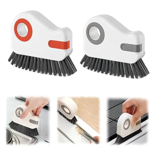 2 in 1 Groove Cleaning Brush,New Window Track Cleaning Tools Multifunction Grout Cleaner Tool with Tweezers and Scraper for Sliding Door Track, Window Seal, Sill (Gray + Orange) - color: Gray + Orange