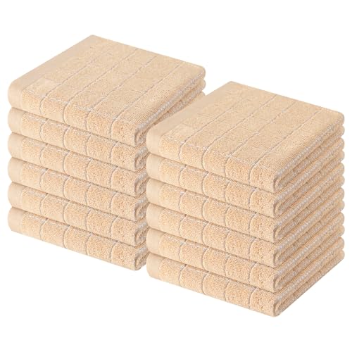 Homaxy 100% Cotton Terry Kitchen Dish Cloths, Ultra Soft and Absorbent Dish Towels for Kitchen, Suitable for Drying and Washing Dishes, 12 Pack, 12 x 12 Inches, Apricot - color: Apricot, size: 12 X 12 - 12 Pack